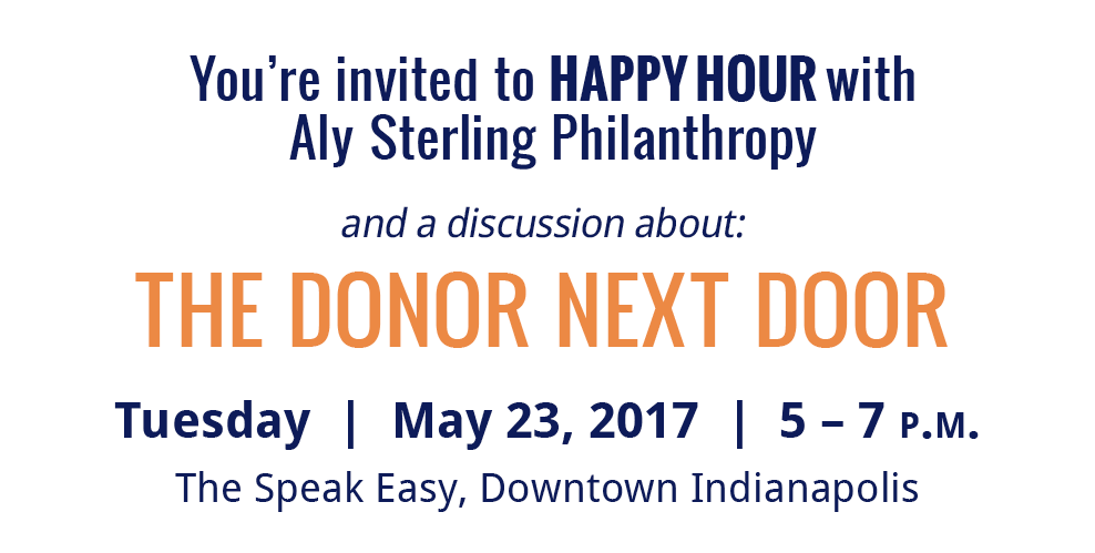 You're invited to THE DONOR NEXT DOOR happy hour