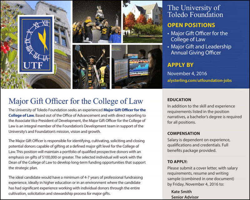 Reference our real-life example of a professional major gift officer job description.