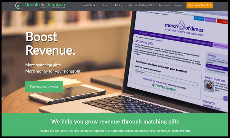 Learn more about Double the Donation's nonprofit software on the website. 
