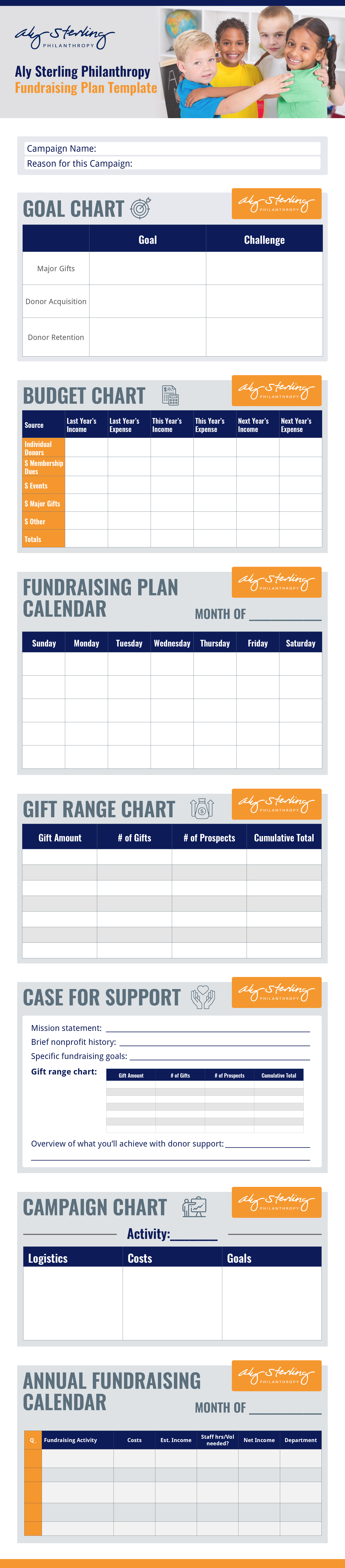 fundraising chart template