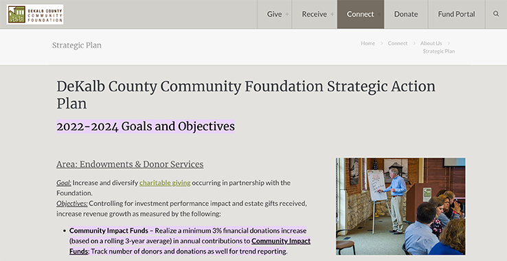 The DeKalb County Community Foundation’s nonprofit strategic plan.