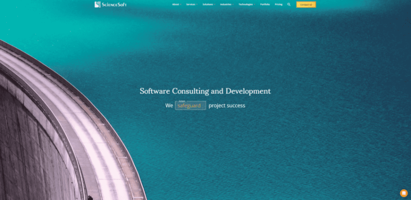 The website for ScienceSoft, the top nonprofit consultant for data software.
