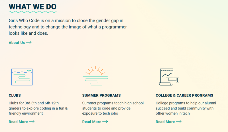 Girls Who Code homepage