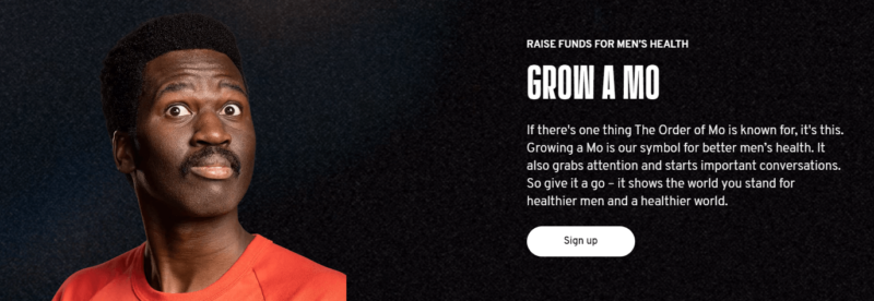 Movember’s Grow a Mo page