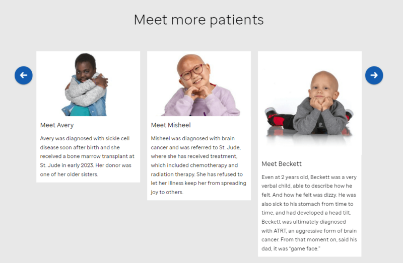 Patient stories on the St. Jude website